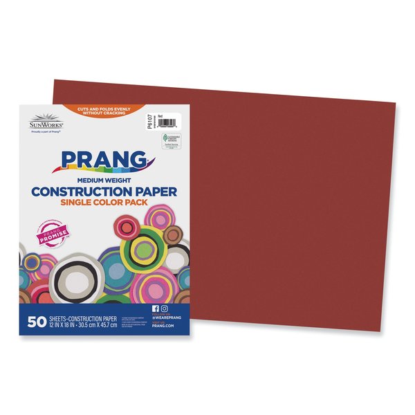 Sunworks Paper, Construction, 12" x 18", Red, PK50 P6107